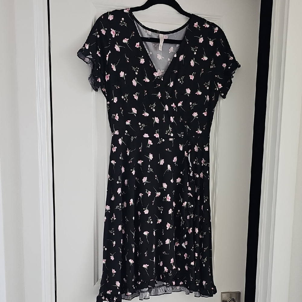 Gilli Black Dress with Pink Floral Pattern